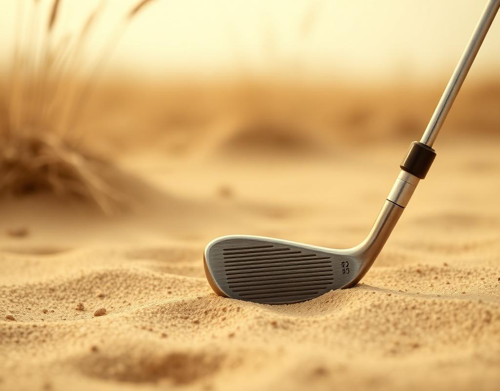 Golfclub in het zand